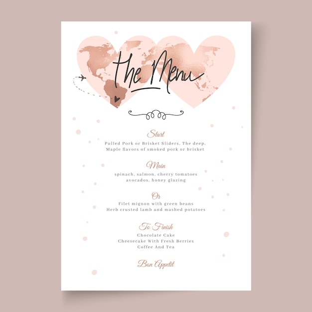 Minimal wedding menu template