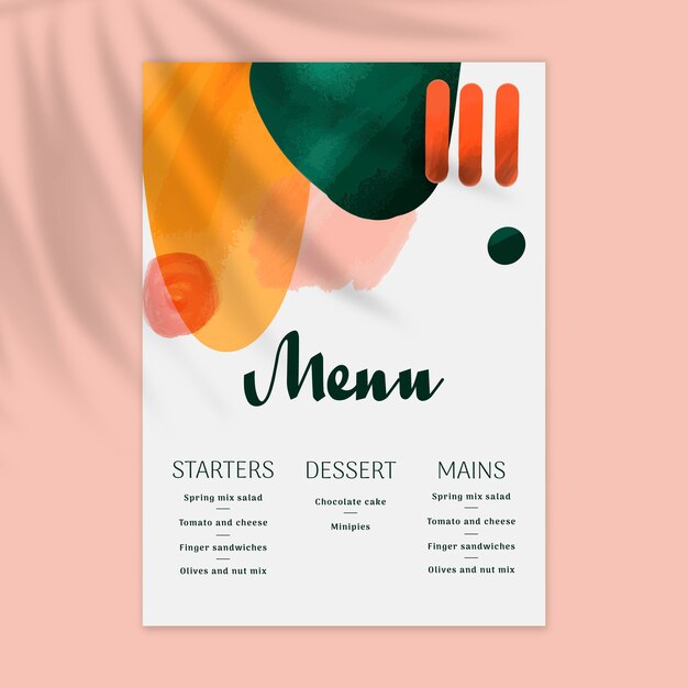 Minimal wedding menu