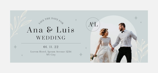 Minimal wedding with leaves facebook cover