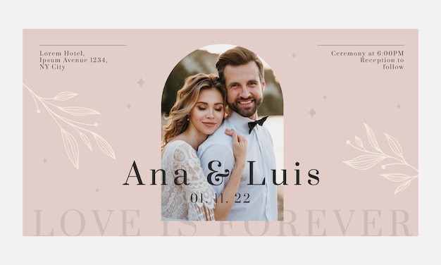 Minimal wedding with leaves facebook template