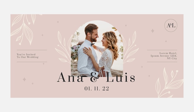 Minimal wedding with leaves sale banner