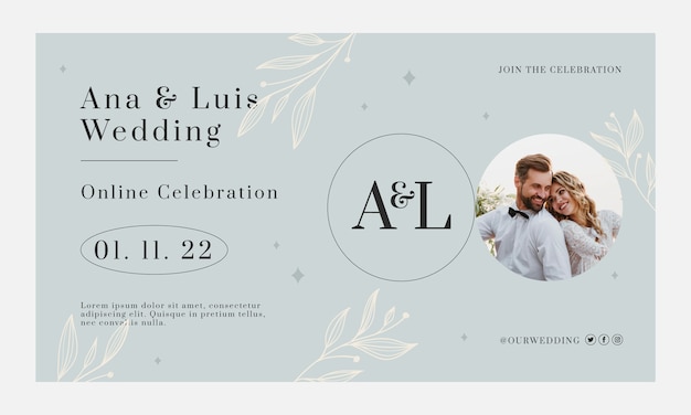 Free vector minimal wedding with leaves webinar