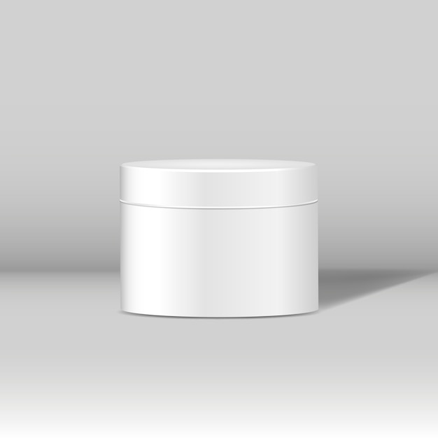 Free vector minimal white cosmetic jar mockup