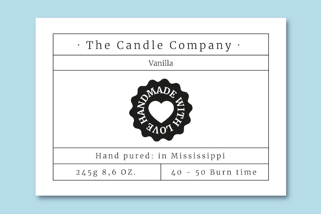 Minimalist aesthetic candle label