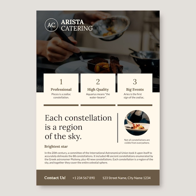 Free Vector minimalist arista catering flyer