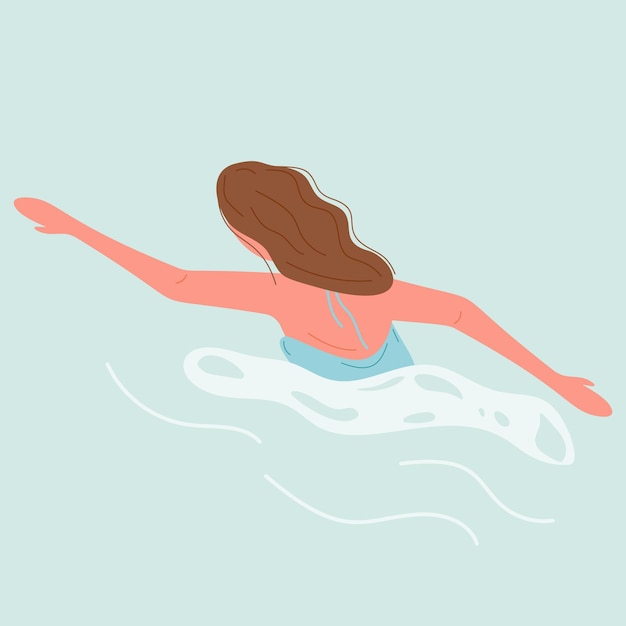 Free Vector minimalist art of a swimmer stretching forward in clear blue waters