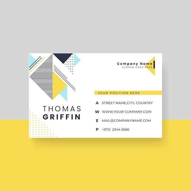 Minimalist business card template with memphis design