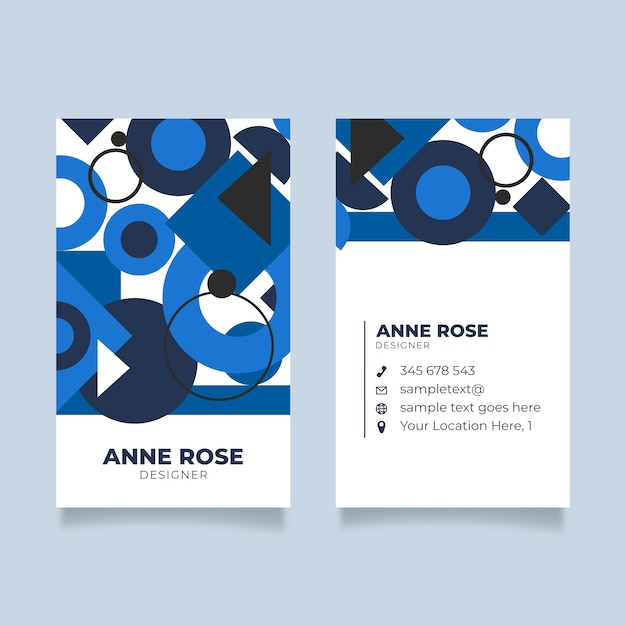 Minimalist business card with classic blue geometrical shapes