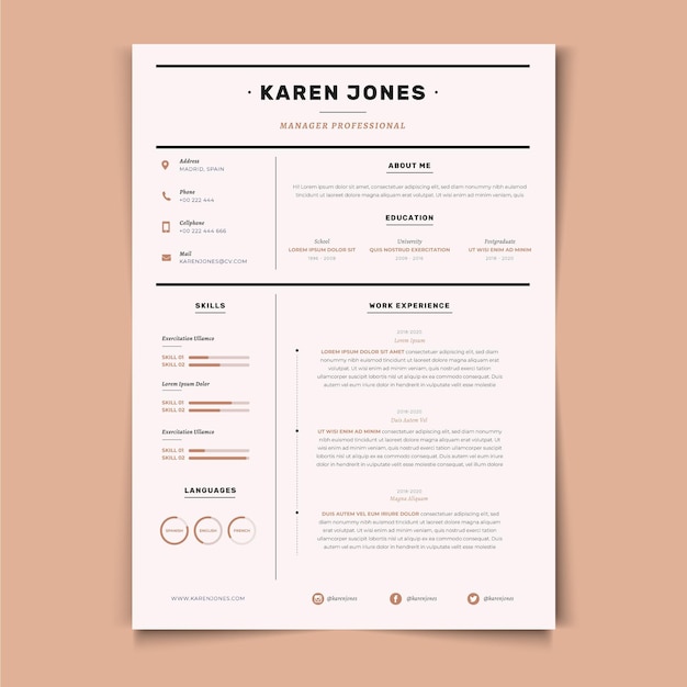 Minimalist curriculum vitae template