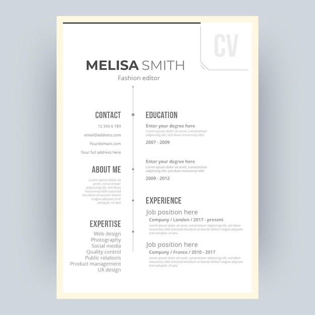 Minimalist cv template