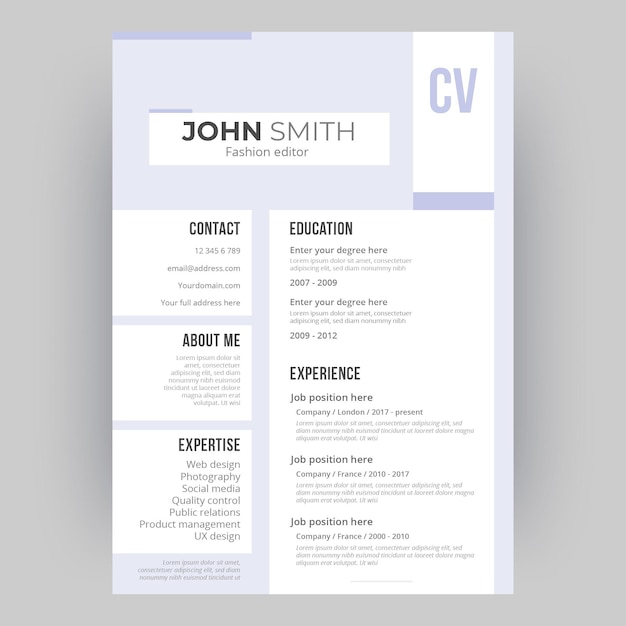 Minimalist cv template