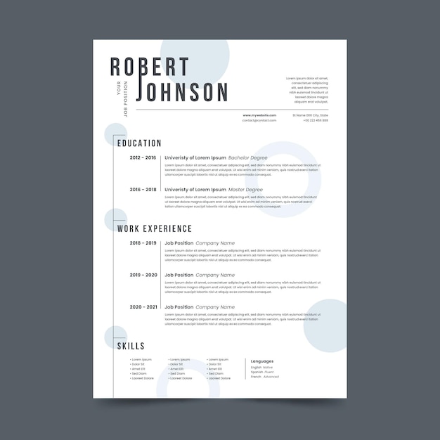 Minimalist cv template