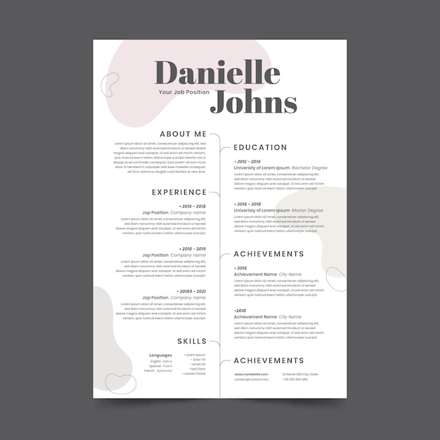 Minimalist cv template