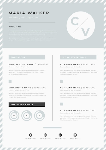 Free Vector minimalist cv template