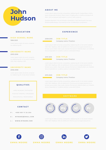 Free Vector minimalist cv template