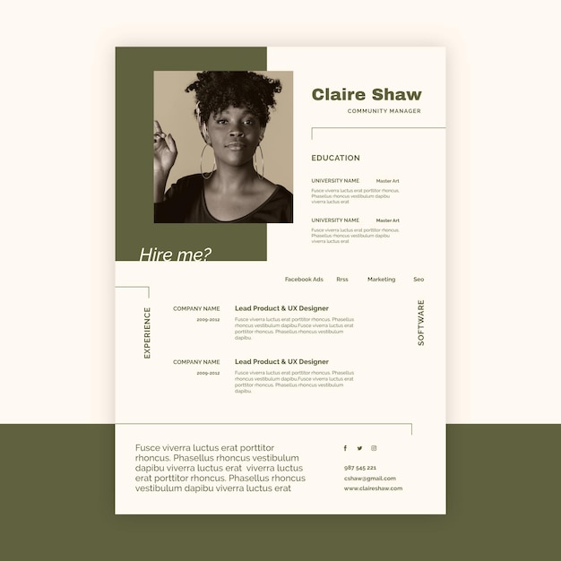 Minimalist cv template