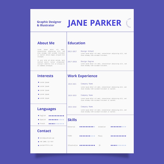 Minimalist cv template