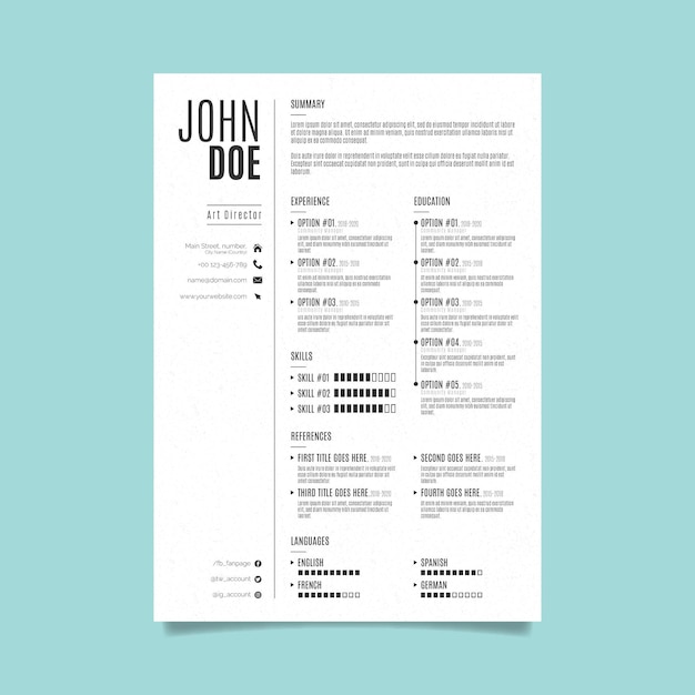 Minimalist cv template