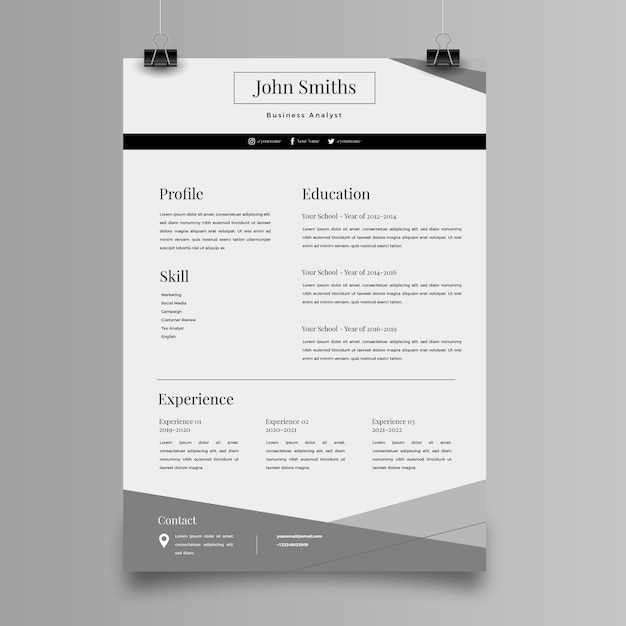 Minimalist cv template