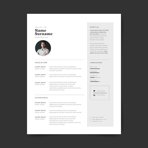 Minimalist cv template