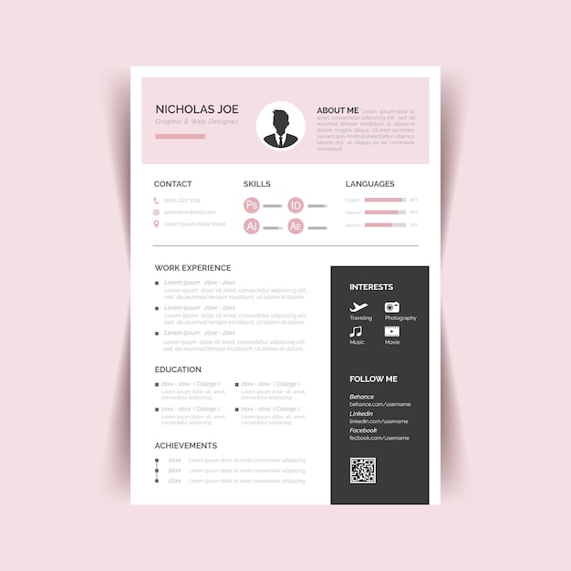 Free Vector minimalist cv template