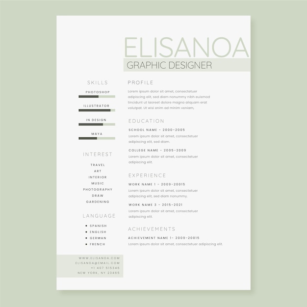 Minimalist cv template