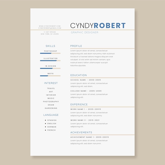 Minimalist cv template