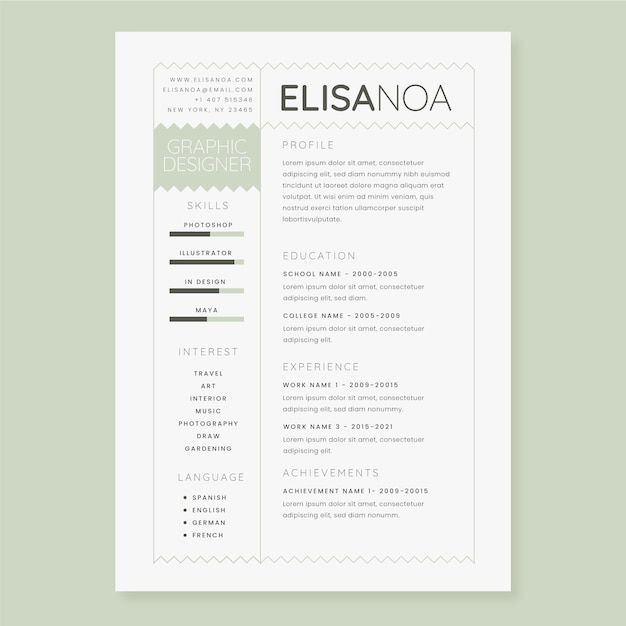 Free Vector minimalist cv template