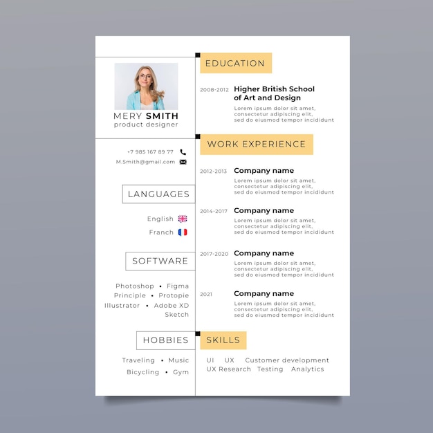 Minimalist cv template