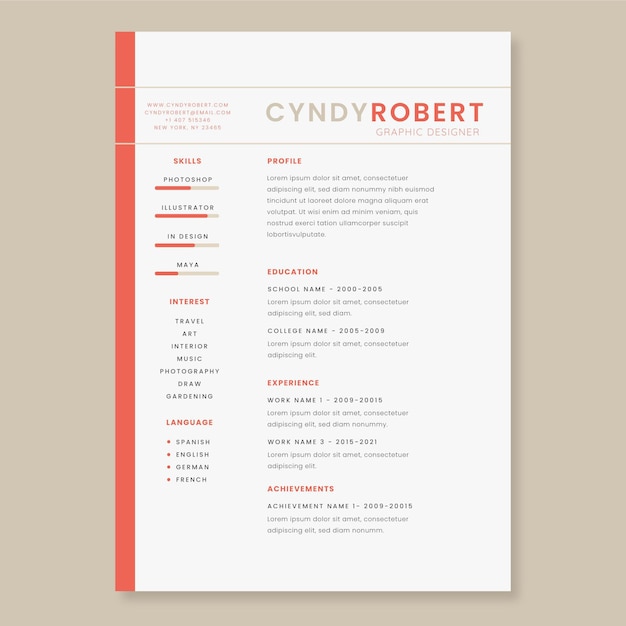 Minimalist cv template