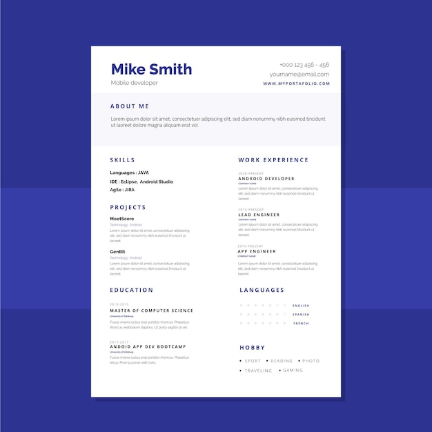 Minimalist cv template