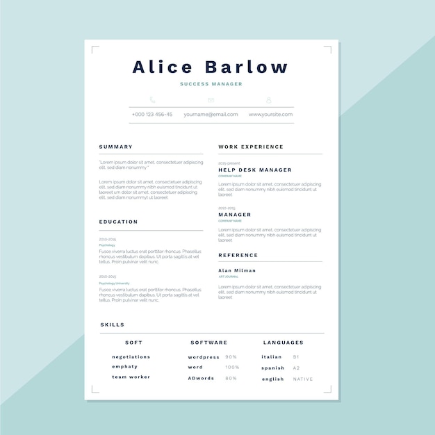 Minimalist cv template