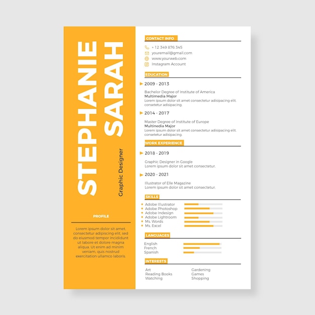 Free vector minimalist cv template