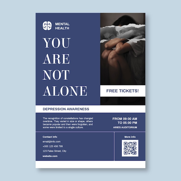 Minimalist depression awareness: you are not alone poster