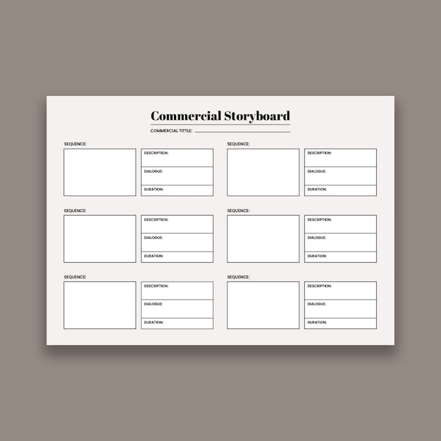 Minimalist elegant commercial storyboard