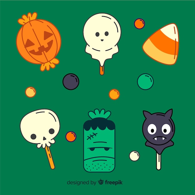 Minimalist flat halloween candy collection