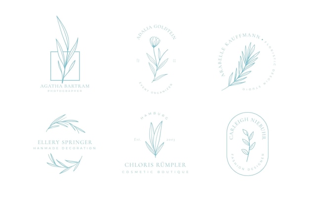 Free vector minimalist floral logo collection