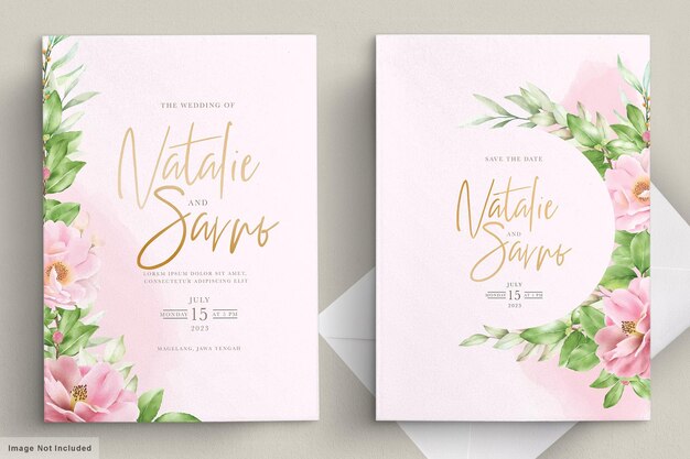 minimalist floral wedding card set