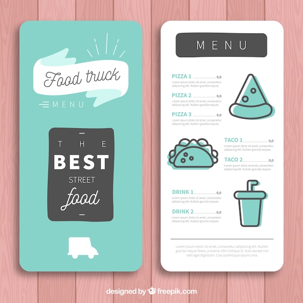 Free Vector minimalist food truck menu template