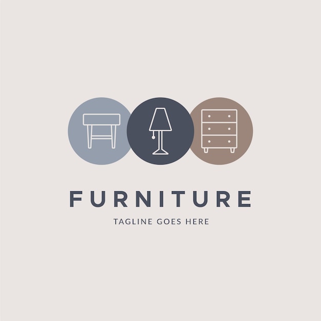 Free vector minimalist furniture logo template with illustration