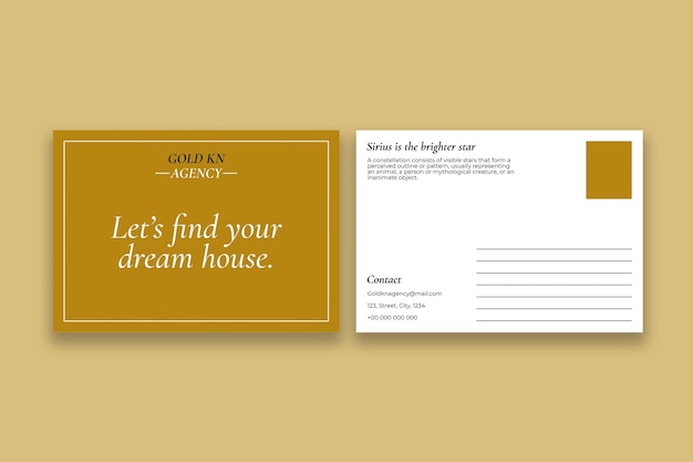 Minimalist gold real estate postcard