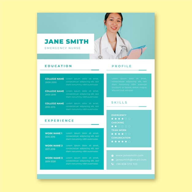 Minimalist grid nurse medical resume