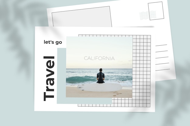 Minimalist grid travel postcard