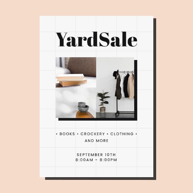 Minimalist grid yard sale flyer template