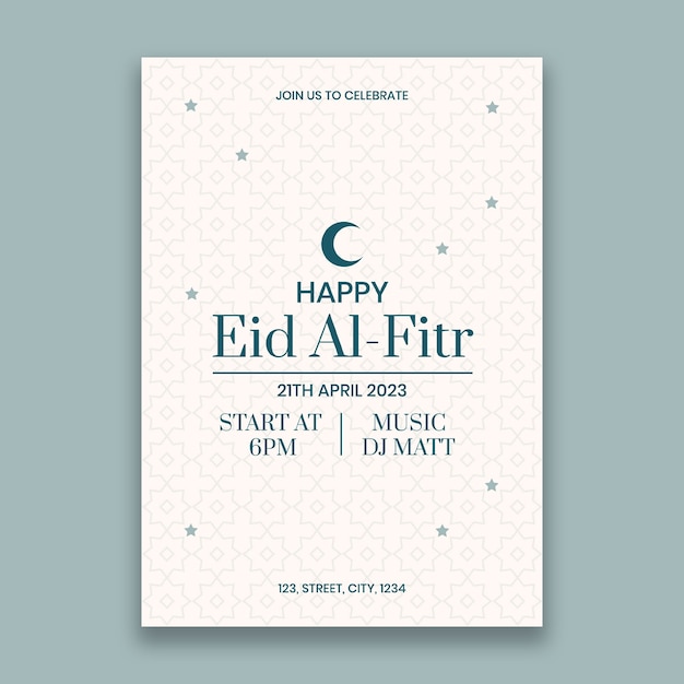 Free Vector minimalist hand drawn happy eid al-fitr invitation