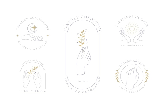 Free Vector minimalist hands logo collection