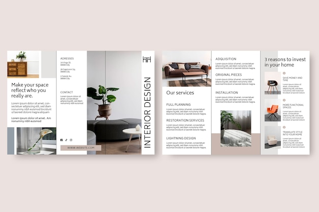 Free Vector minimalist interior design brochure