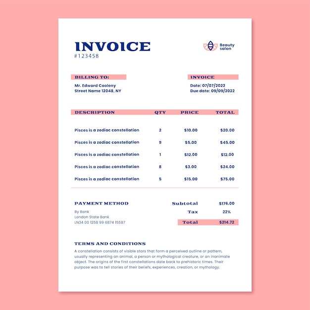 Minimalist invoice design tempalte