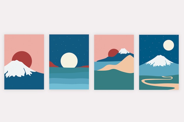 Free Vector minimalist japanese cover collection