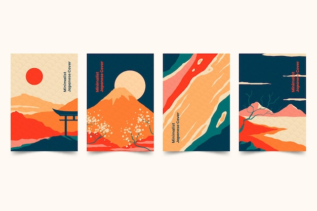 Free Vector minimalist japanese cover collection